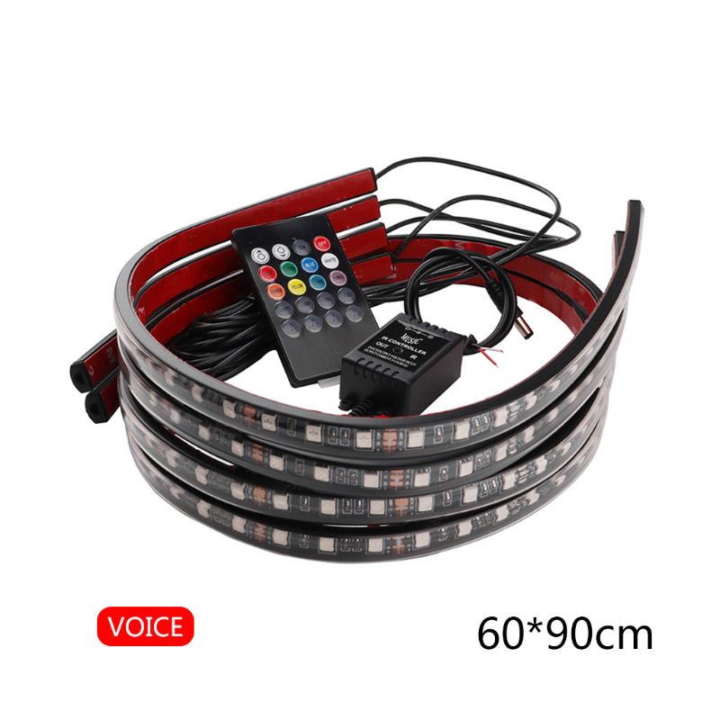 

4Pc Car Underglow Flexible Strip LED Remote Control RGB Decorate Atmosphere Lamp