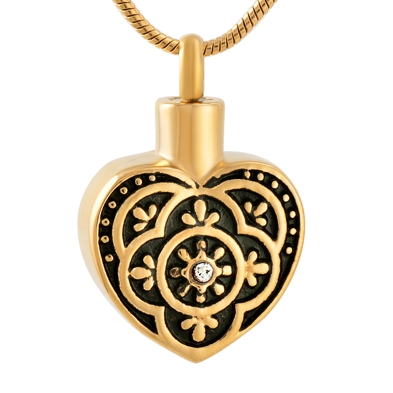 

IJD9328 Stainless Steel Cremation Flower Blue Inlay Crystal Pendant Necklace Small Box Commemorative Ashes Souvenir Jewelry