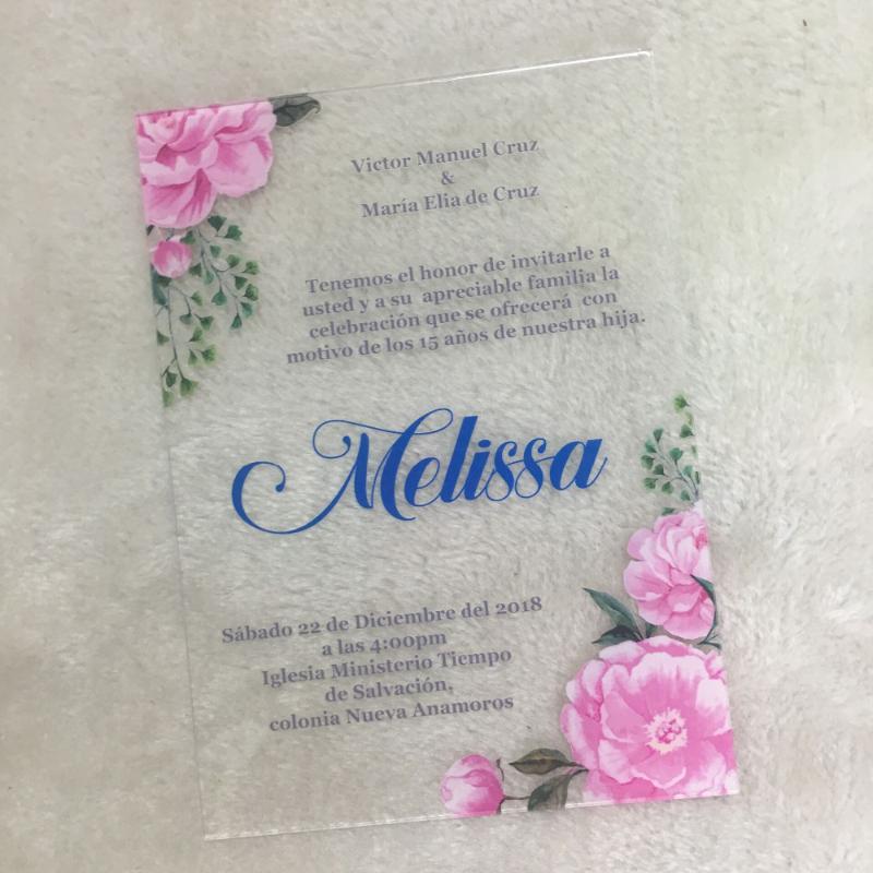 

Nice luxurious wedding invitation card colorful printing flower acrylic card greeting invitations with box