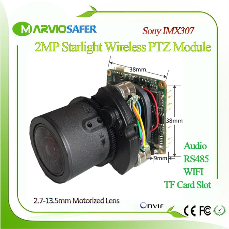 

H.265 1080P Wireless IP PTZ Camera Module 2.7-13.5mm Motorized Lens 5X Optical Zoom, Hi3516E + Sony IMX307, Onvif Audio RS485
