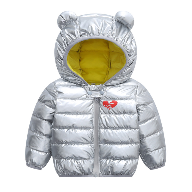 

2019 Autumn Winter boys warm Jacket For Girls Coat Baby Girls Jacket Silver Kids Hooded Outerwear Infant Girls Coat, Pink
