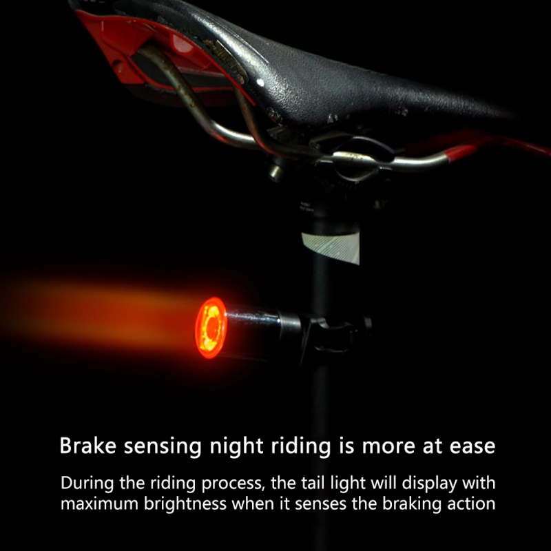 

1pcs Bicycle Smart Auto Brake Sensing Light IPX6 Waterproof Bicycle Smart Brake Light USB Rechargeable LED Taillight