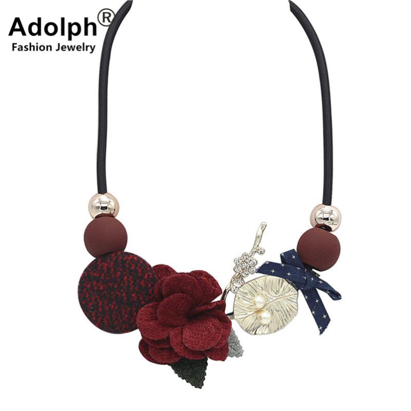 

ADOLPH Fashion Leaf Flower Tree Pendant Choker Necklace 2020 New Handwork Crystal Bow Boho Statement Neckalces Woman HOT