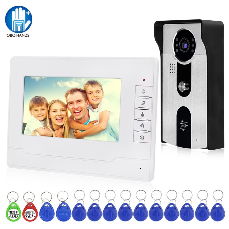 

DIY 7inch Color Video Intercom System for Home RFID Video Doorbell Screen IP65 Waterproof Door Phone Outdoor Camera Reader