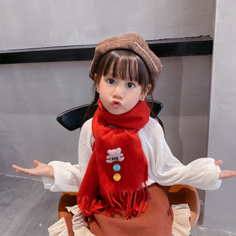 

2020 New Brand Lovely Kids Scarf Cashmere Solid Neck Wraps for boys and girls Cute Cartton Foulard Autumn long Scarf