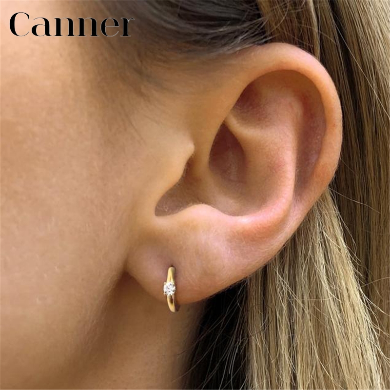 

Hoop & Huggie Simple Luxury Circle Zircon Earring 925 Sterling Silver Crystal CZ Earrings For Women Gold Fashion Jewelry Wholesale