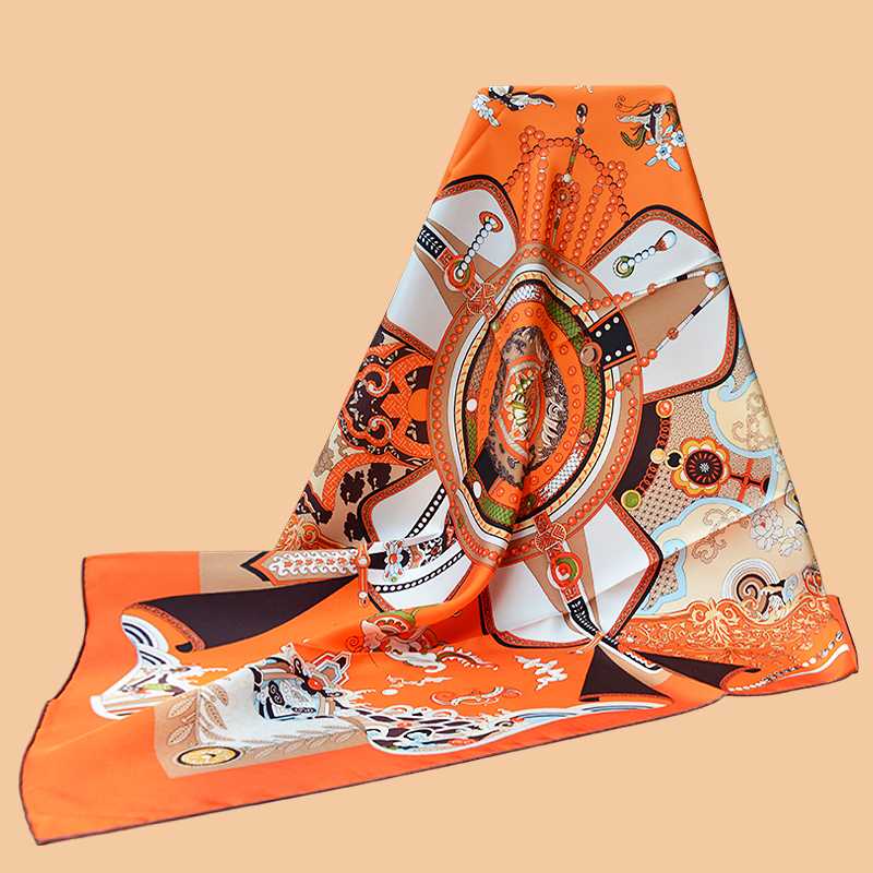 

HuaJun 2 Store|| Rebate sold out no supplement 90 silk twill square scarf Taiwan printing hand curling