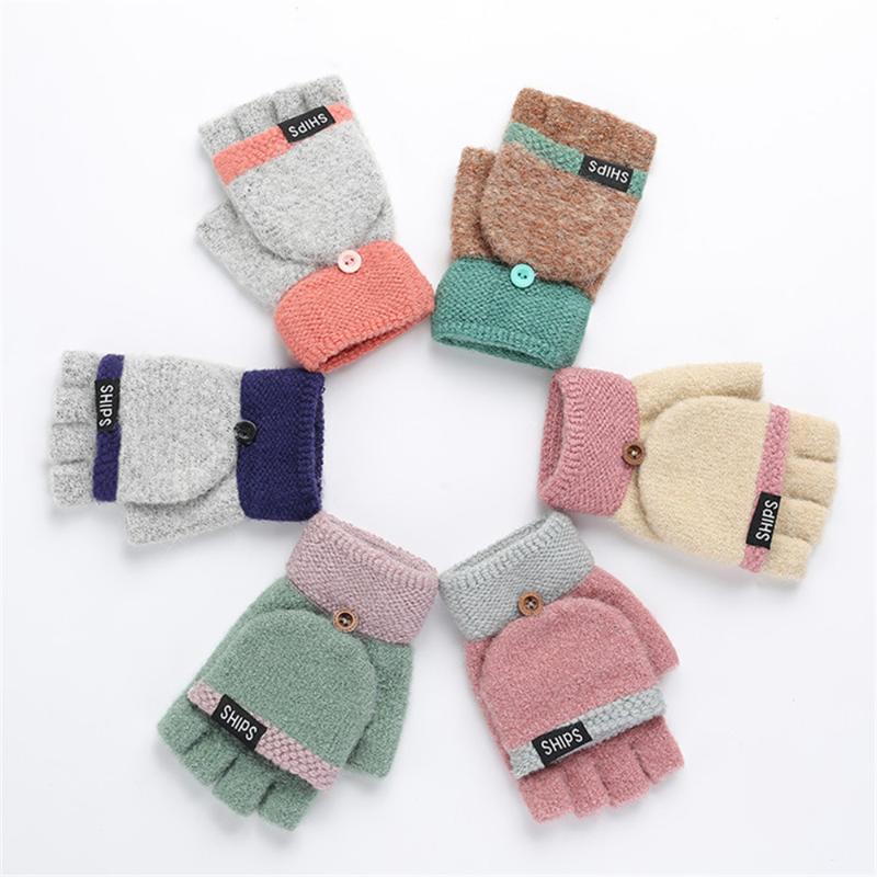 

Fashion Women Winter Warm Knitted Gloves Half Finger Flip Thicken Warm Soft Elastic Mittens Keep Finger Christmas Gloves
