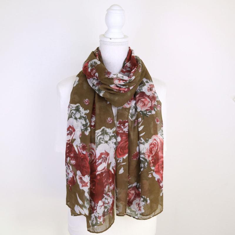 

2020 New Rose Flower Print Scarves Shawls Long Soft Viscose Floral Print Scarf Hijab Wrap 10pcs/LOT Wholesale