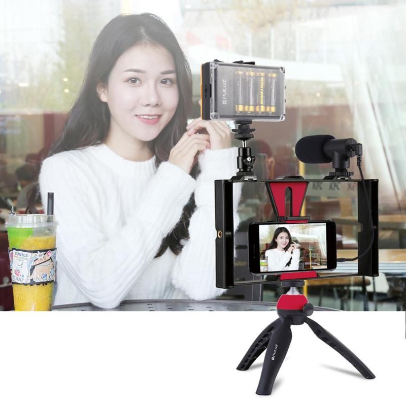 

Newest Smartphone Vlogging Rig Set Professional Kit 104 LEDs Light+Microphone+Tripod Phone Stand for Phones/Camera