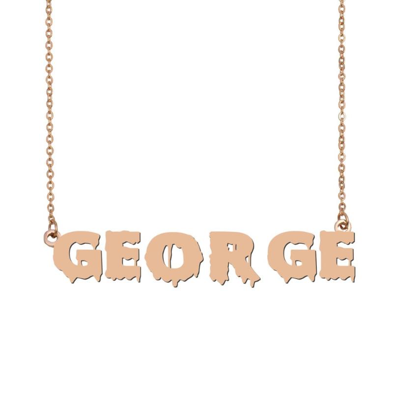 

George Name Necklace , Cool Bloody Art Name Necklace for Halloween and Santa's Day Jewelry Gift for Kids Boys Girls