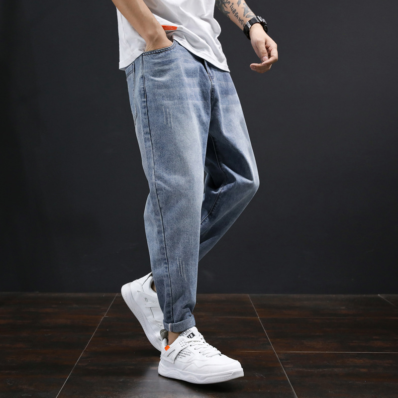 

Men's Streetwear Fashion Men Jogger Jeans Vintage Blue Size 28-42 Quality Loose Fit Cargo Pants Harem Trousers Hip Hop Jeans Men, 8825 blue
