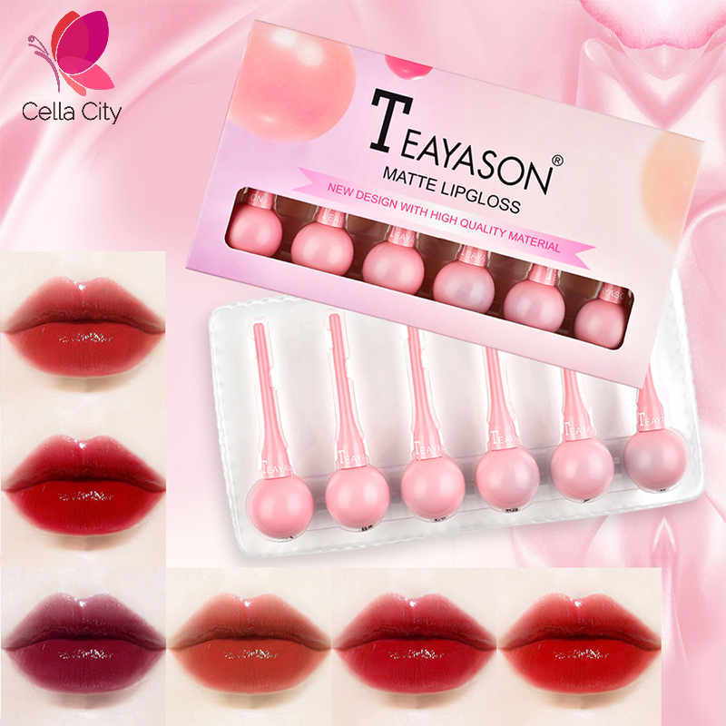 

Cellacity 6pcs Lip Gloss Women Cosmetics Velvet Matte Liquid Lip Makeup Waterproof Long Lasting Korean Women Makeup Hot Selling, Red