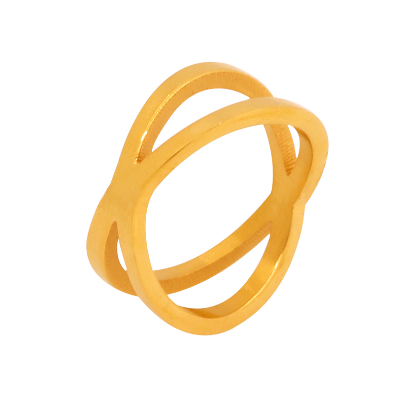 

Unique Designer Stainless Steel X Cross Shape Woman Wedding Party Bands Classical Gold Colour Cocktail Rings For Women Jewellery