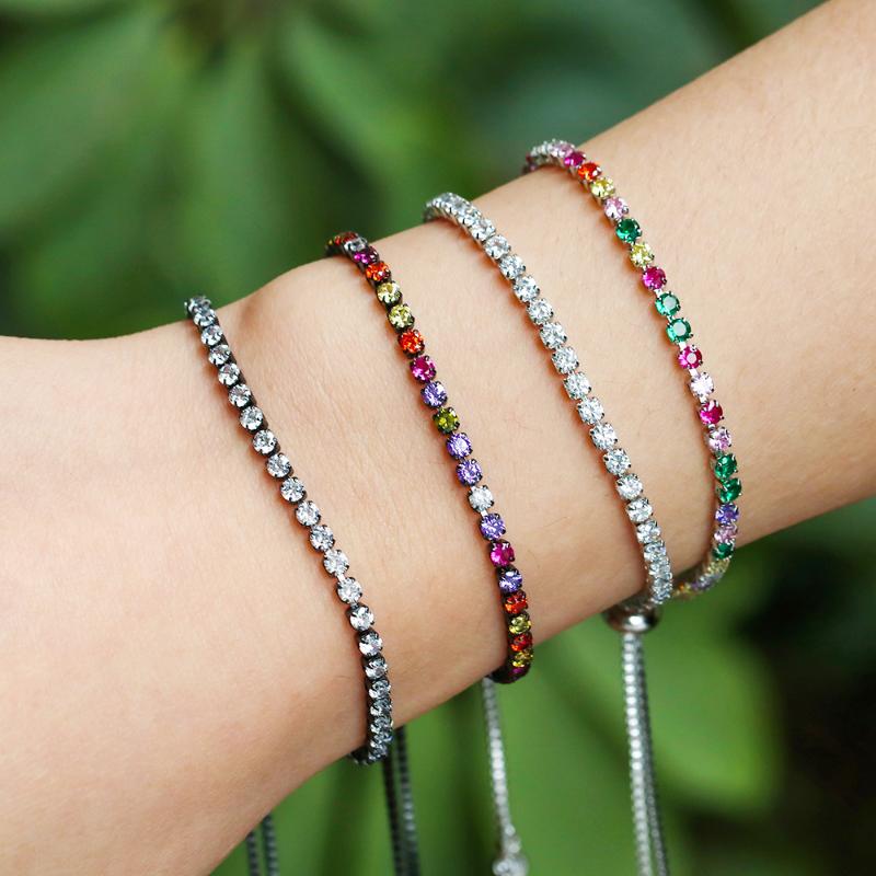 

EYIKA Hot sale popular Tennis Bracelet Claw inlay white/mix color Cubic Zirconia bangle women jewelry Resizable Pulseira mulher