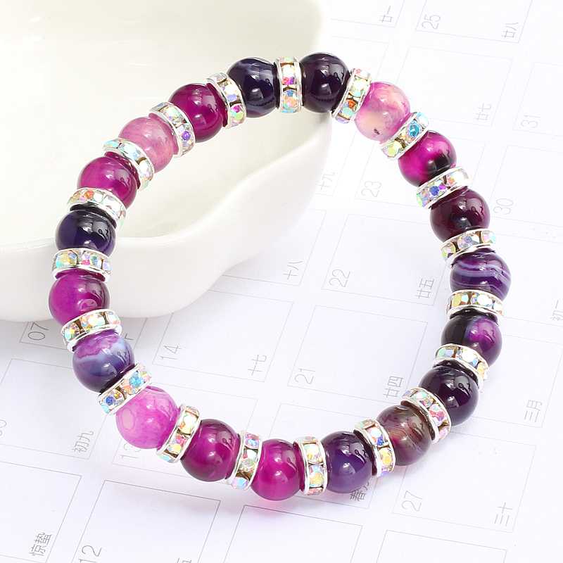 

Shine Luck Purple Agates Natural Stone Bead Strand Bracelet Charm Round Chain Beads Bracelets Yoga Jewelry For Women Friend Gift