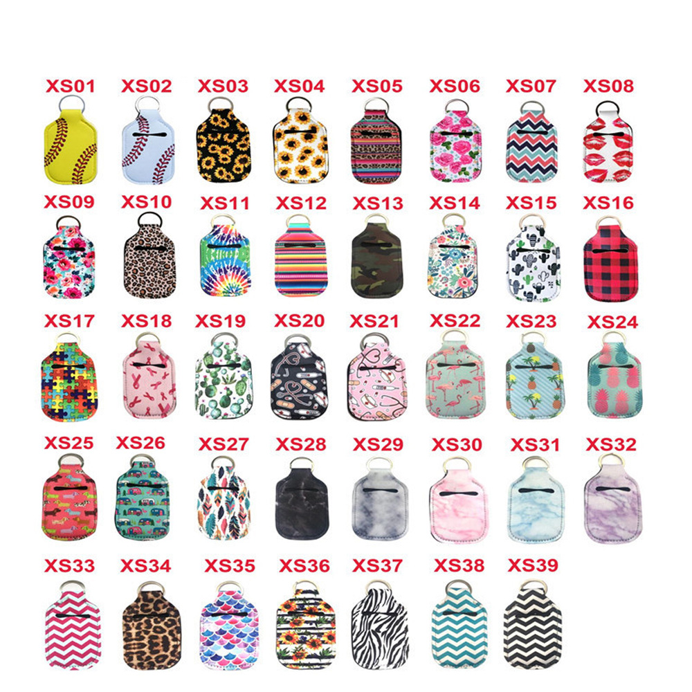 

30ml Hand Sanitizer Holder Neoprene Keychain Mini Bottle Cover White Color Rectangle Shape for Chapstick