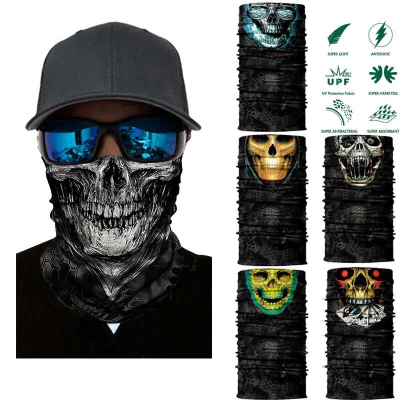 

Seamless Balaclava Magic Scarf Neck Face Cover Ghost Skull Skeleton Head Bandana Shield Headband Headwear Bandanas Men Bicycle A
