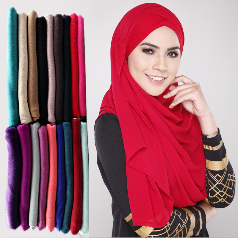 

20 color Free shipping Hot Adult Cotton Muslim Hijab The New Turban Jersey Baotou Wholesale Scarf Monochrome Widening High-grade