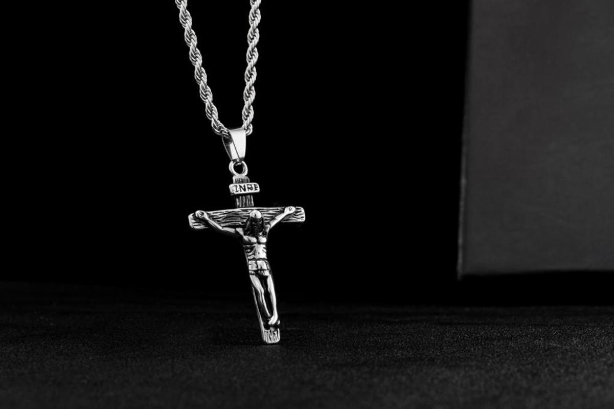 

1pcs Stainless steel 316L Christian faith Jesus cross blessing European and American style men's gift pendant necklace jewelry