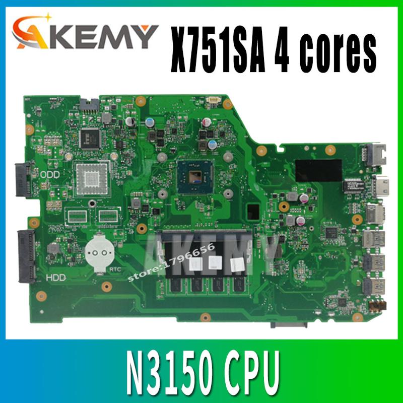 

X751SA 4 cores N3150 CPU 4GB RAM Laptop motherboard for ASUS X751S X751SJ X751SV mainboard Tested Working free shipping
