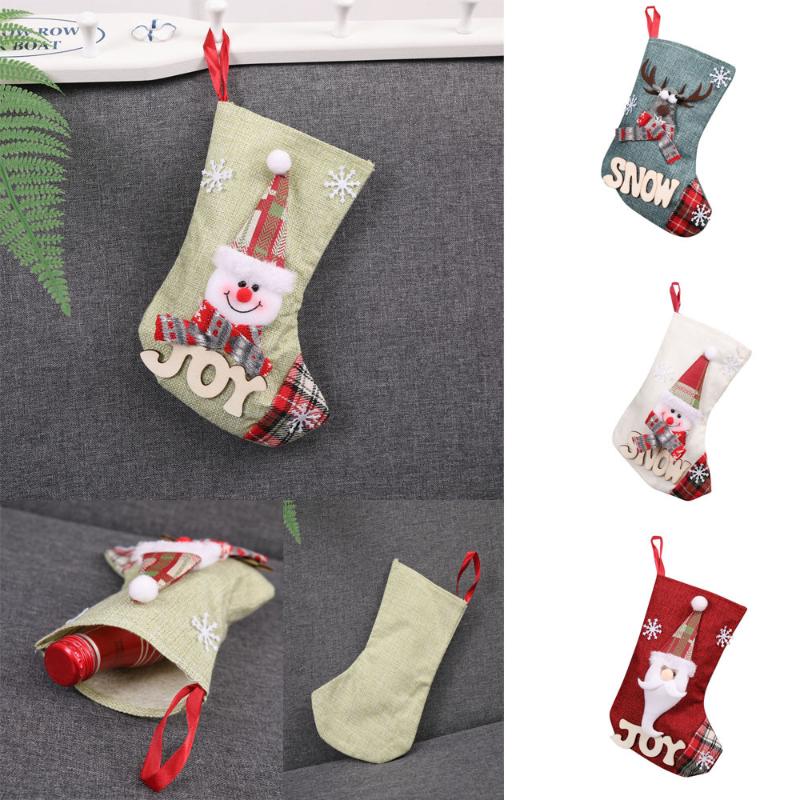 

Christmas Decorations 25# Pendant Ornaments Candy Gift Bag Stockings Decoration Fabric Santa Claus Snowman Deer Kids Sock