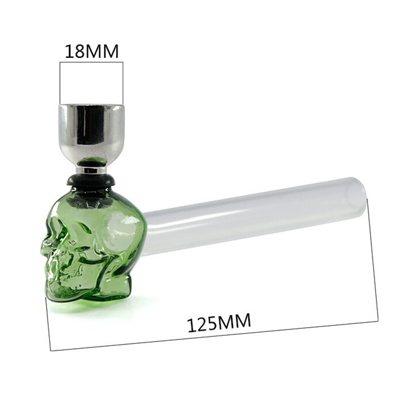 

personalized shape skull glass pipe with shockproof bag portable handheld smoke gun glasses bubbler oil burner accessories black green white