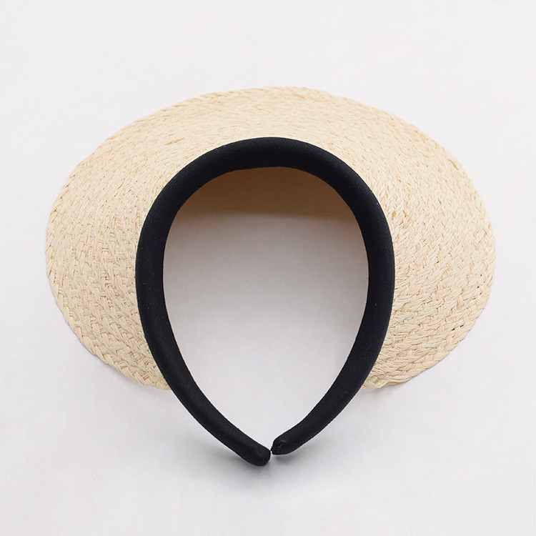 

New hat summer korean women simple natural Lafite straw empty top hat outdoor sunscreen shade straw knitted empty top beach, Beige
