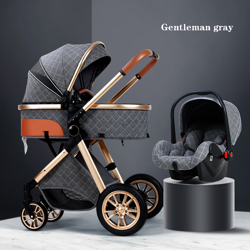 

Multi-functional Baby Stroller High landscape Can Sit Reclining Light Folding Two-way Eggshell Design Babies Stroller For Infant