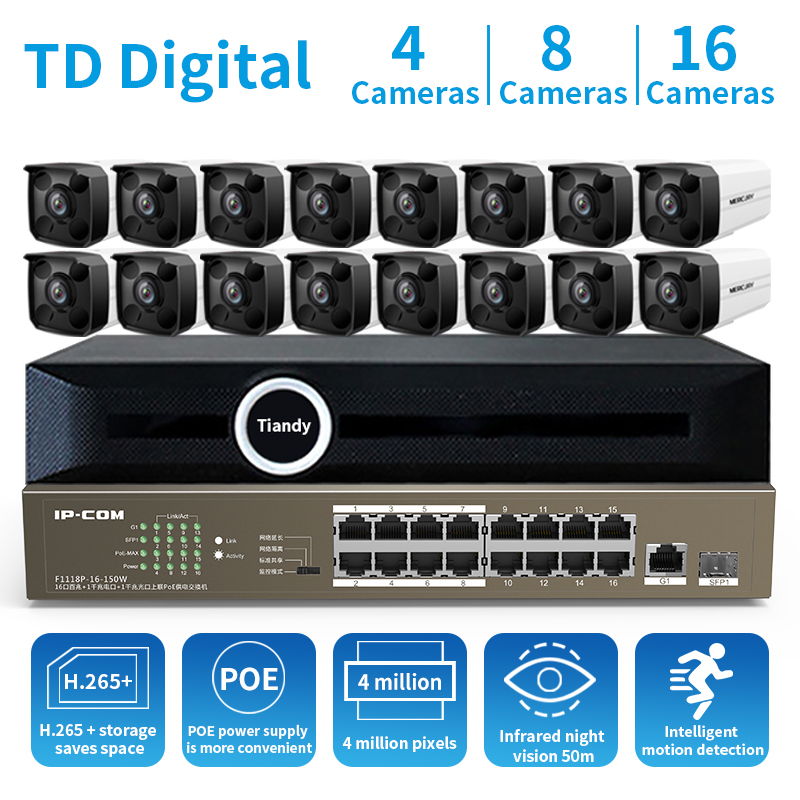 

GLVISION H.265 16CH 4MP HD POE NVR Kits Outdoor IP Cameras CCTV Surveillance System P2P Video Surveillance Set 4TB HDD