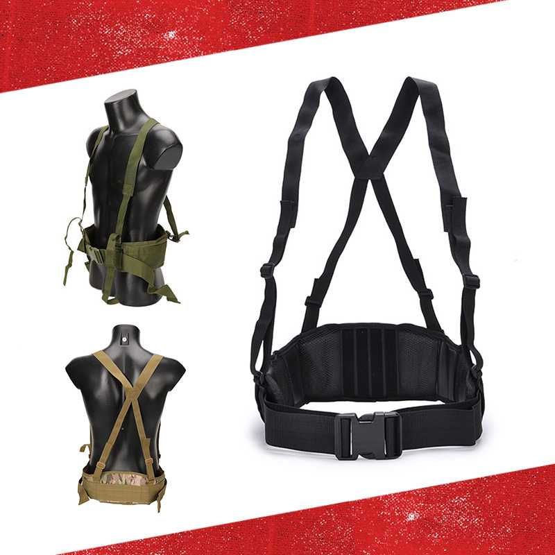 

Waist Support Tactical H-Shaped Molle Belt Outdoor Training Hunting Hiking Belts Black Sports Men Adjustable