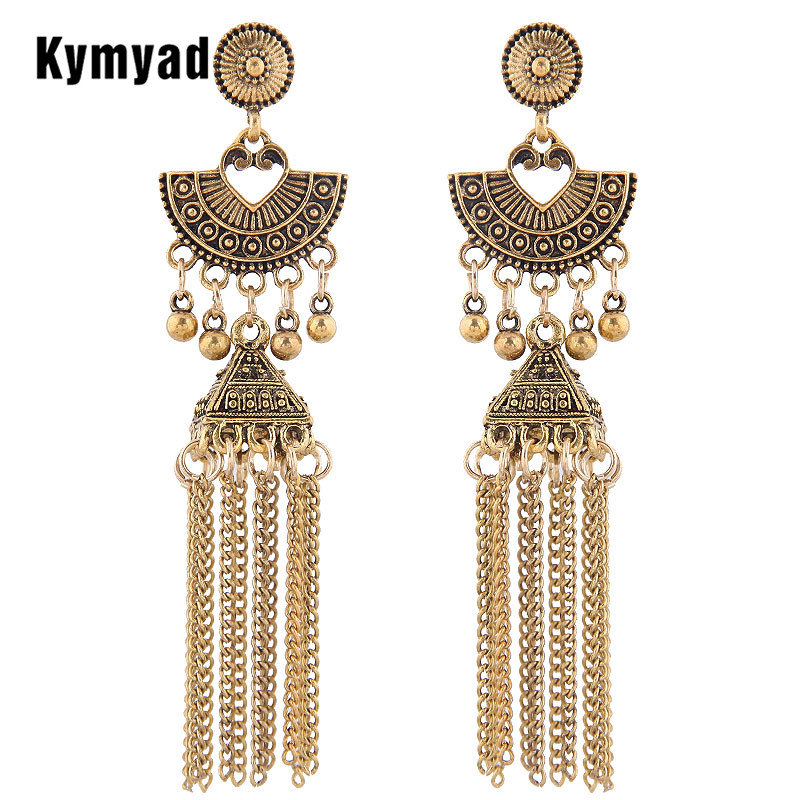 

Dangle & Chandelier Kymyad Bohemian Long Earrings For Women Jewelry Vintage Tassel Chains Woman Statement Earings Fashion 2021