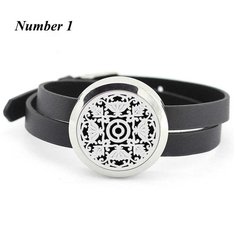 

30MM Diffusing Locket Bracelet 316 Stainless Steel Essential oil Diffuser Leather Bracelet for Women(free with 5pcs pads