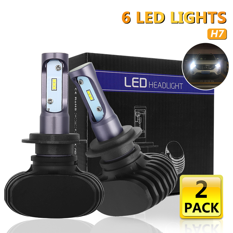 

LED Headlight H7 9005 3 9006 H3 H4 H8 H9 H11 4 IP67 6000K White 2-Pack Head Bulbs Led Fog Light Headlamp