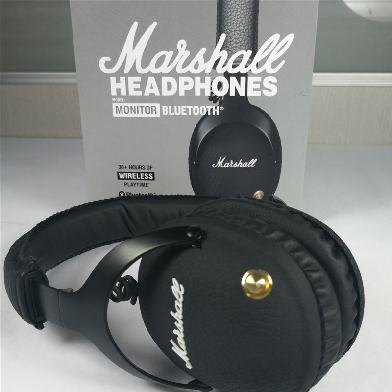 

Marshall Monitor Bluetooth Wireless Headphones DJ Hifi Headset Noise Cancelling Sport Earphone For Iphone X 8 Plus S9+ Cell Phone, Black