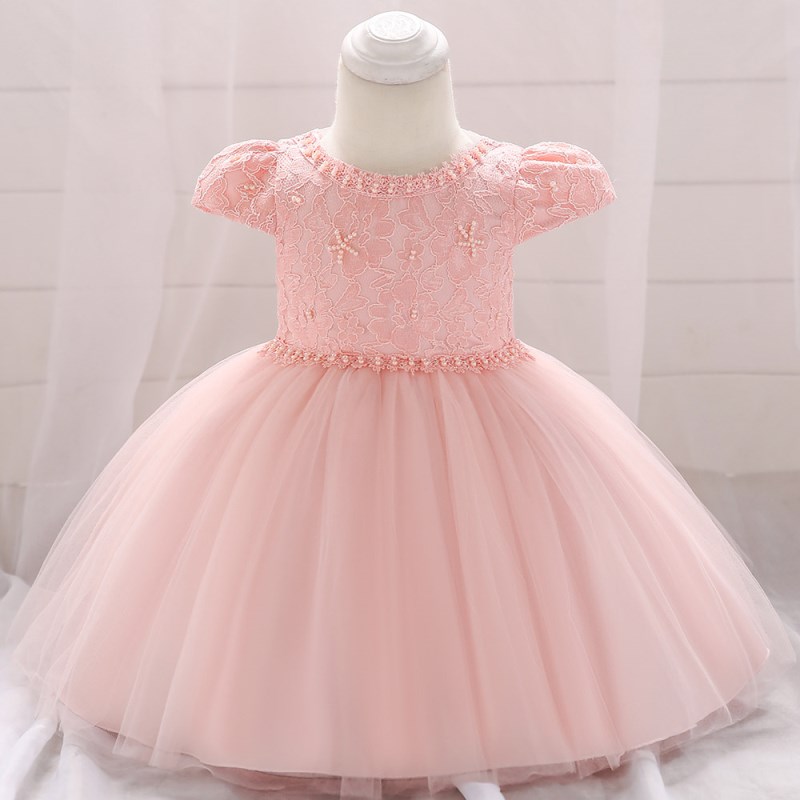 

Newborns Girl Dresses Flower Bow Lace Kid Girls Baptism Dresses 1 Years Birthday Party Princess Baby, White