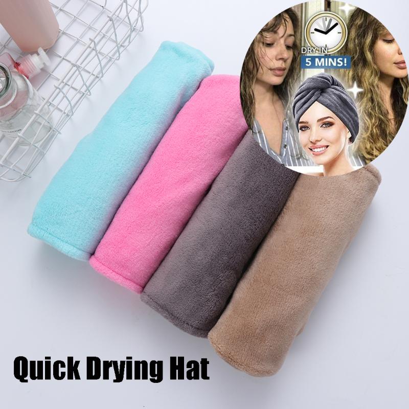 

1PC Coral Fleece Shower Cap Hair Dry Hat Quick Drying Towel Soft Strong Absorbent Coral Fleece Head Wrap Scarf Bath Accessories
