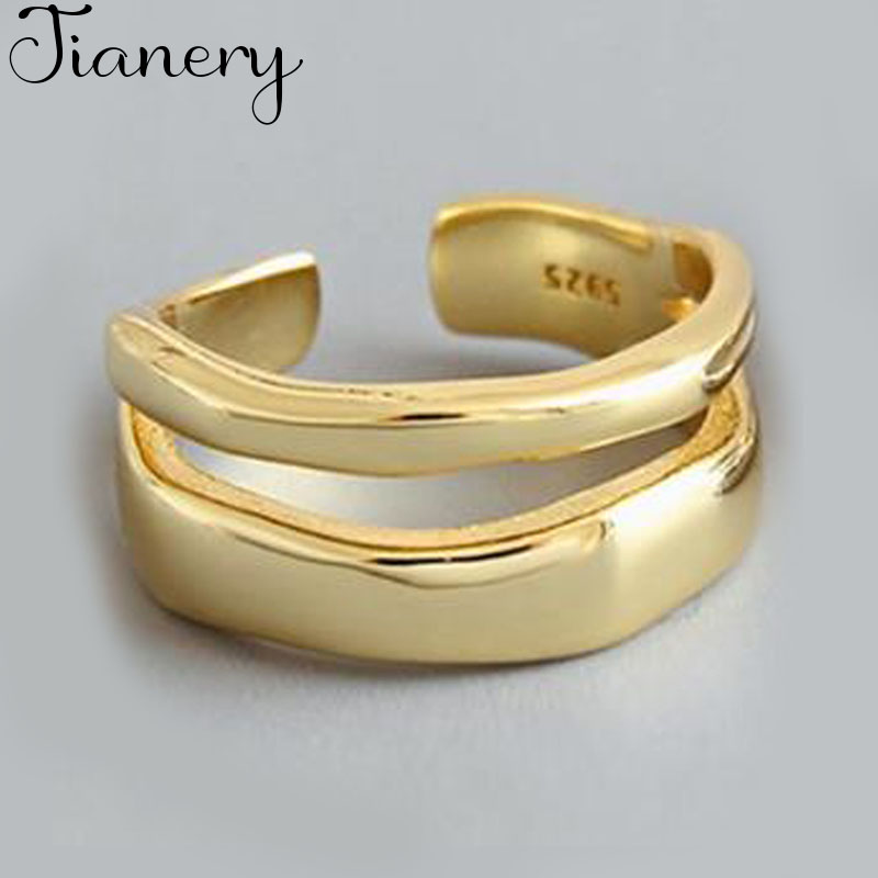

Charming Irregular High Polish Wave Open Rings Silver Color Rings Jewelry For Women Party Gifts