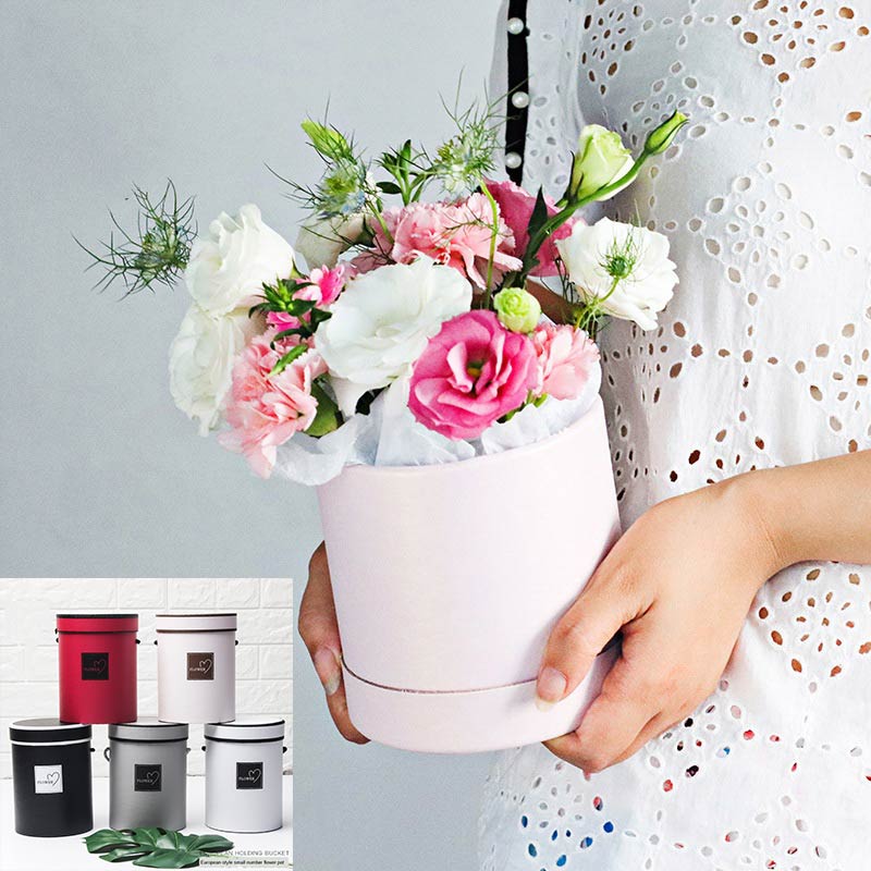 

Ladies Presents box Handheld Flowers Bouquet Mini Paper Package Case Lid Hug Bucket Vase Replacement Florist Gifts Storage Boxes