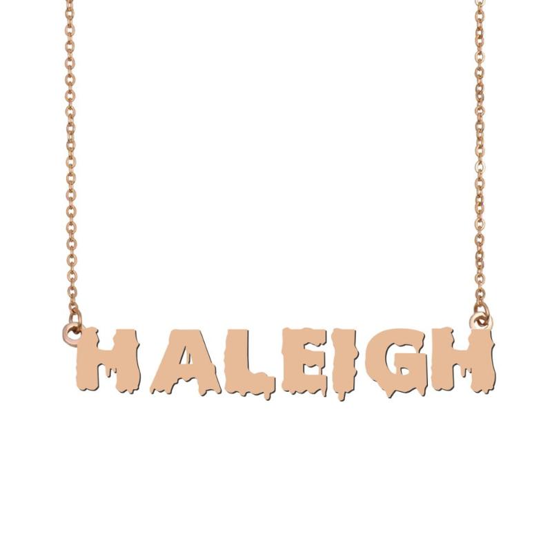 

Haleigh Name Necklace , Cool Bloody Art Name Necklace for Halloween and Santa's Day Jewelry Gift for Kids Boys Girls