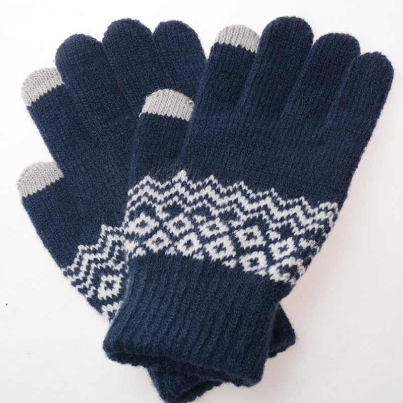 

LNRRABC 1Pair 7Colors Stripe thick Gloves Quality Women Men Winter Touch Screen Stretch Knit Warm Thicker Gloves