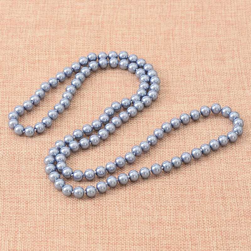 

Long Pearls Necklace New Style Blue Color For 8mm Round Pearls Shell Artificial Chain Necklace 36inch Making Design H863