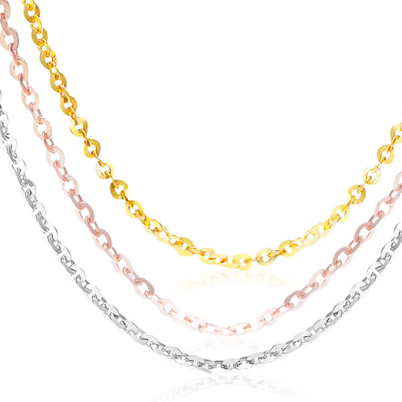 

Pure 18K White Gold Necklace Chain Women AU750 Gold Link Chain Necklace