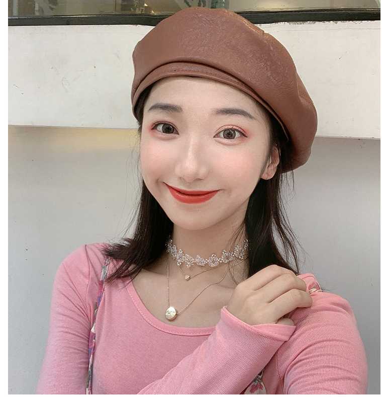 

Fashion 2020 Autumn Winter New Women's Hat PU Leather French Artist Beret Cap Fashion Beret for Women Girls Soft Painter Berets, Black