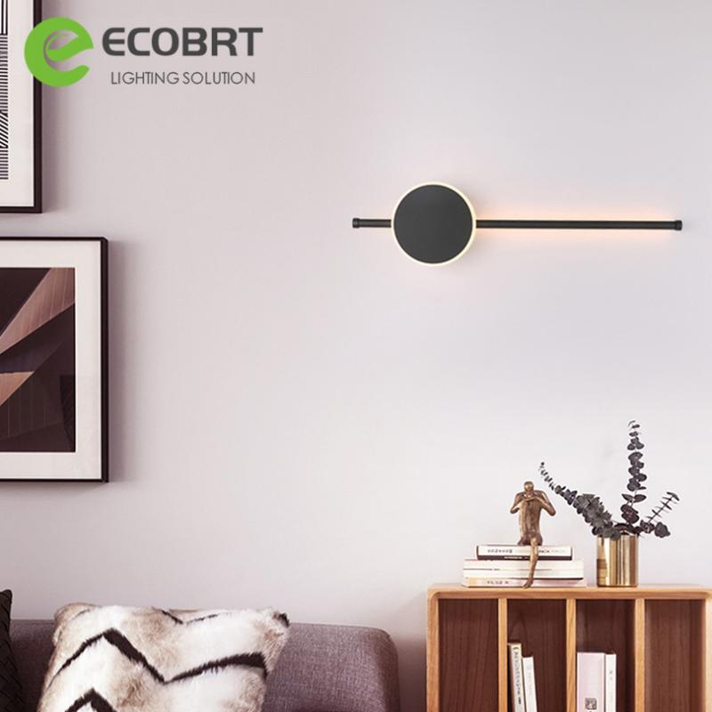 

ECOBRT New Design Fashion LED Wall Lamps For Bathroom Bedside Modern Mirror Front Light Black&Golden Finished LED Wall Lights