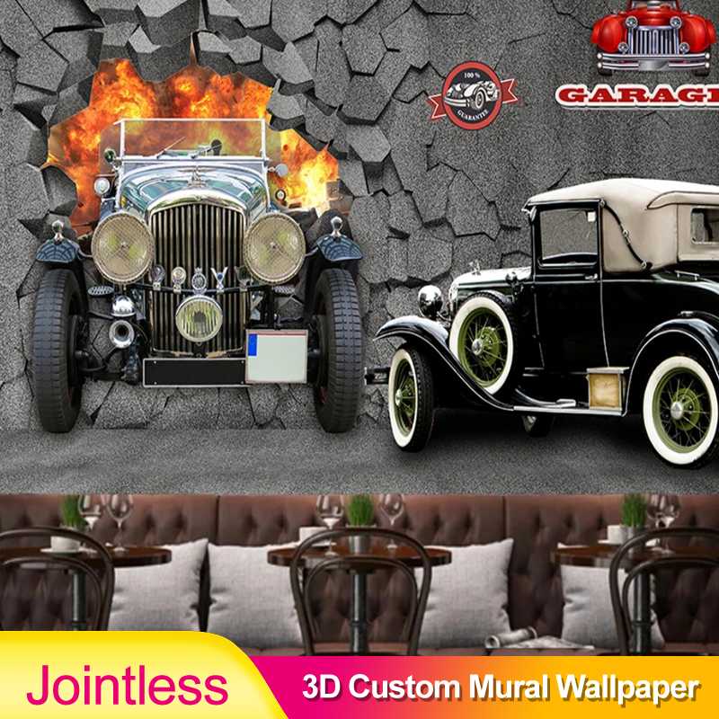 

Jointless Custom 3D Mural Wallpaper Ink European Style Nostalgic Retro Tattered Car Classic Bakdrop Living Room Bedroom Vintage, 18731215