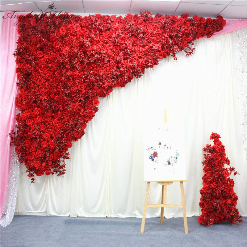 

Private custom 1*1m/ 2*2m party event wedding backdrop decor floral wall arch road lead artificial flower wall purple red color