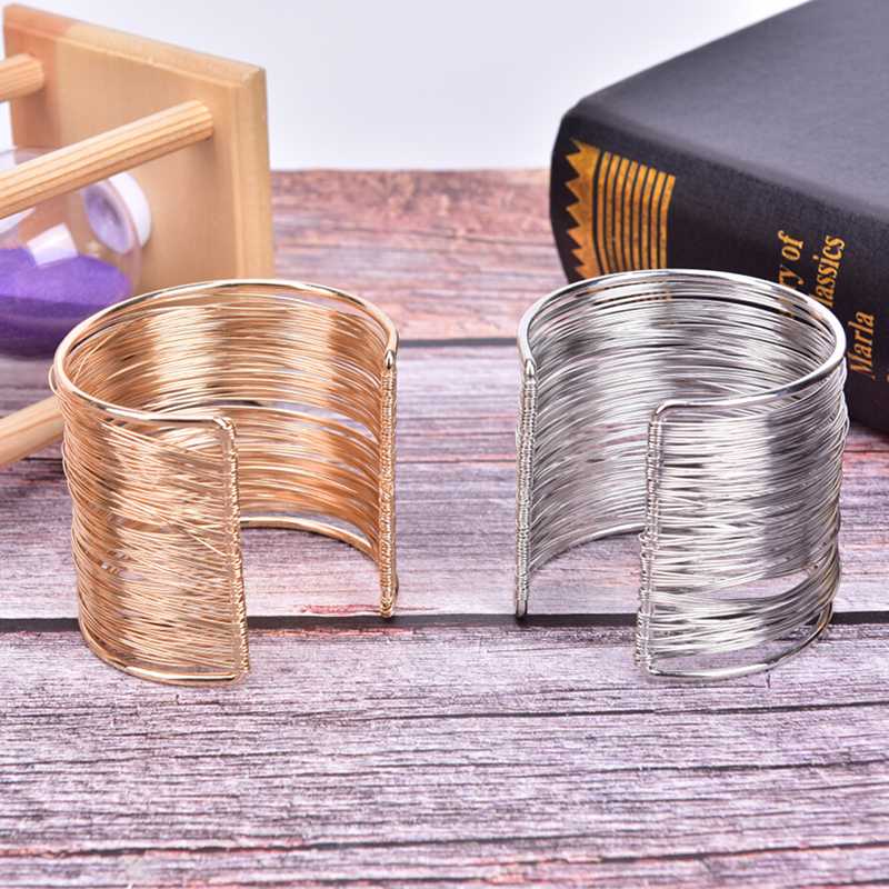 

1pcs New Wide Open Cuff Bangles Gold Silver Color Alloy Big Bangle Fashion Jewelry