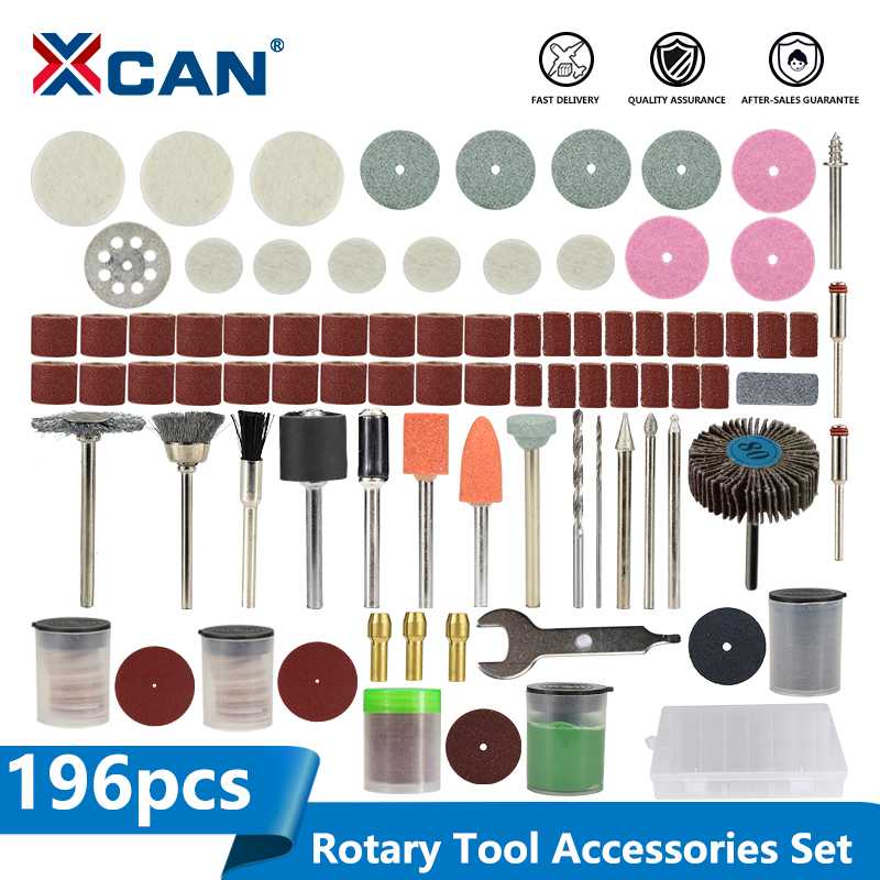 

XCAN Rotary Tool Accessory Kit 196pcs 1/8'' Shank Mini Polishing Sanding Drilling Grinding Set for Dremel Rotary Tools