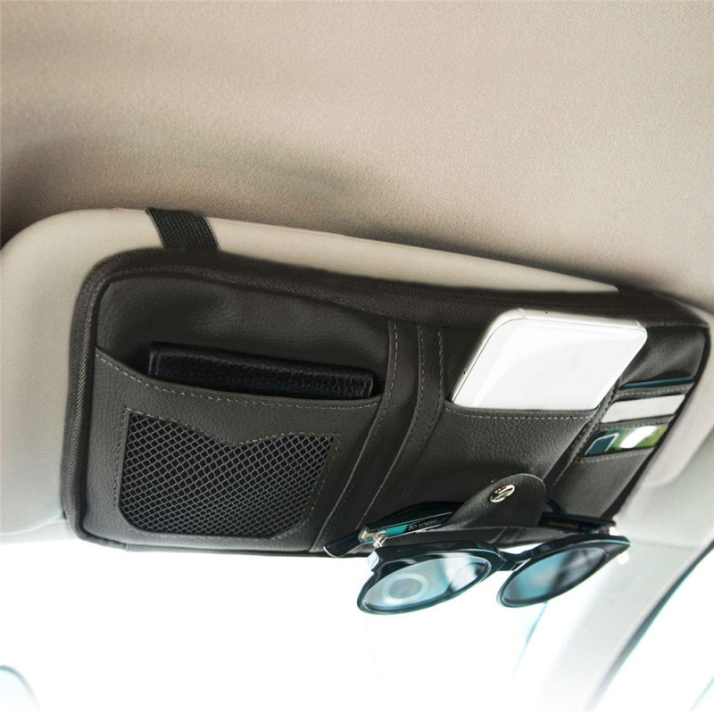 

Car Interior Stowing Tidying Accessories PU Leather Auto Sun Visor Storage Holder Sunglasses Card Ticket Sun Visor Storage Bag